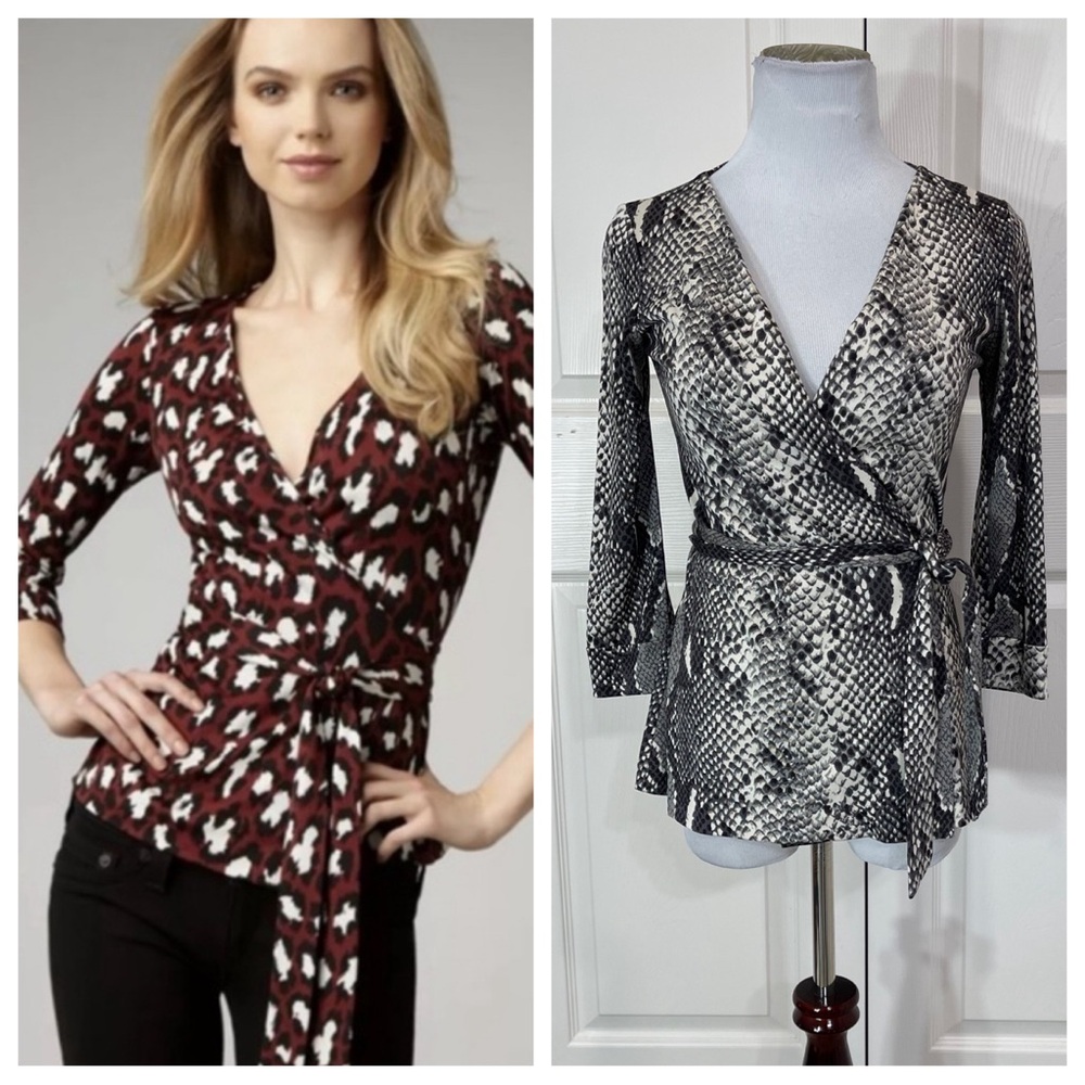 DVF Diane Von Furstenberg  New JILL Silk Jersey Wrap Top